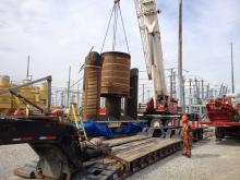 Trafalgar-Oakville Heavy Equipment Operating for removal of Transformer