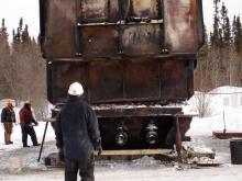 Smooth Rock Falls Heavy Equipment Operating for removal of Transformer